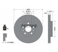 1X Disque de frein TEXTAR 92202403 pour RENAULT SAFRANE II (B54_) 3 1996-2000