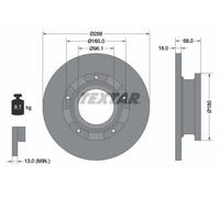 2x TEXTAR PRO Disque de frein Arrière pour FORD Transit Custom V362 Van (FY, FZ)