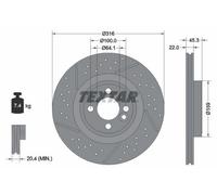 TEXTAR 2X Disque De Frein Avant Ø316 Mm Revêtu Pour MINI Mini Roadster R59