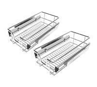 2x Tiroirs Téléscopique de Cuisine, 26 cm Panier Treillis Métallique pour Placard, Lot de 2 Panier de Rangement, Rails Inclus - Panier de Rangement Coulissant (26 cm)