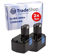 2x Trade-Shop Ni-MH compatible avec Hitachi Batterie EB1414L EB1420RS EB1430H EB1430R EB14H EB14B EB14S EB1412 EB1412S EB1414S EB1424 EB1426 EB1426H DS14DAF2 DS14DMR