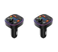2X Transmetteur FM pour Voiture - Double Port USB et Chargeur de Voiture PD Type-C, RéTroéClairage LED 7 Couleurs, Lecteur de Musique MP3