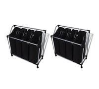 2x Trieuse à Linge avec Sacs Noir Gris Chariot à Linge Panier à Linge vidaXL