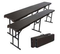 2x Trutzholm Banc Simple Banc En Composite Gris Optique Bois 180cm Pliable Camp