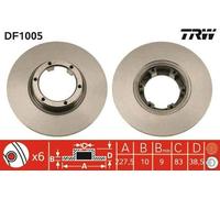 2x TRW DF1005 Disque de frein pour RENAULT 5 (122) 4 (112) 4 Kasten (R21, R23)