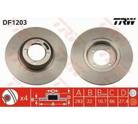 2x TRW DF1203 Disque de frein Avant convient pour PEUGEOT 504 Pickup 504 (A, M)