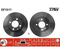 2x TRW DF1517 Disque de frein Avant pour VW GOLF II (19E, 1G1) GOLF III (1H1)
