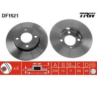 2x TRW DF1521 Disque de frein Avant pour AUDI 80 (89, 89Q, 8A, B3) 100 (43, C2)