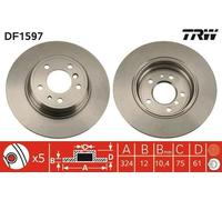 2x TRW DF1597 Disque de frein Arrière pour BMW 7 (E38) 8 (E31) 324mm