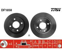 2x TRW DF1658 Disque de frein Avant pour FORD Fiesta Mk4 Schrägheck (JAS, JBS)