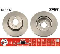 2x TRW DF1743 Disque de frein Avant pour FIAT CROMA (154) 258mm