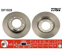 2x TRW DF1920 Disque de frein Avant pour TOYOTA LAND CRUISER 80 (J8) 302mm