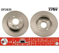 2x TRW DF2635 Disque de frein Avant pour DAIHATSU CHARADE IV (G200, G202) 234mm