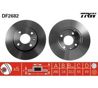 2x TRW DF2682 Disque de frein Avant pour FORD Escort VI Cabrio (ALL) 260mm