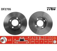 2x TRW DF2755 Disque de frein Avant pour VW Polo III 3/5 portes (6N2) 239mm
