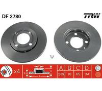 2x TRW DF2780 Disque de frein Avant pour VW POLO (6N2) Polo Schrägheck (6N1)