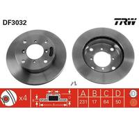 2x TRW DF3032 Disque de frein Avant pour SUZUKI SWIFT II 3/5 portes (EA, MA)