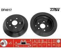2x TRW DF4017 Disque de frein Arrière pour TOYOTA SUPRA (JZA70, GA70, MA70)