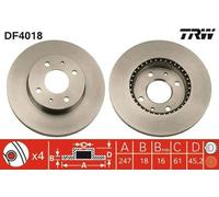 2x TRW DF4018 Disque de frein Avant pour NISSAN ALMERA I Hatchback (N15) 247mm