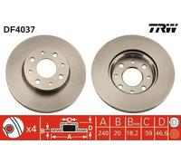 2x TRW DF4037 Disque de frein pour FIAT PALIO (178BX) Siena (178, 172) 240mm