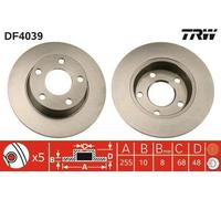 2x TRW DF4039 Disque de frein Arrière pour AUDI A6 Avant (4B5, C5) 255mm