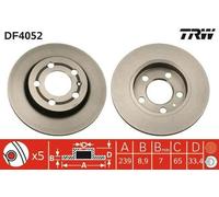 2x TRW DF4052 Disque de frein Arrière pour VW Golf IV Schrägheck (1J1) 239mm