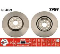 2x TRW DF4059 Disque de frein Avant pour ALFA ROMEO 166 (936) 310mm