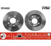 2x TRW DF4092 Disque de frein Avant pour NISSAN Serena (C23) 250mm