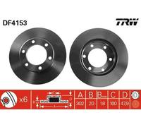 2x TRW DF4153 Disque de frein Avant pour TOYOTA LAND CRUISER 90 (J9) 302mm