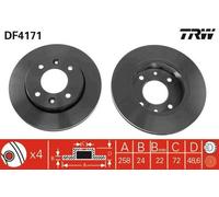 2x TRW DF4171 Disque de frein Avant pour KIA CARENS I (FC) CLARUS (K9A) 258mm