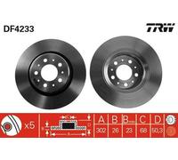 2x TRW DF4233 Disque de frein Avant pour VOLVO XC70 Cross Country (295) 302mm