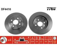 2x TRW DF4410 Disque de frein Avant pour KIA RIO Kombi (DC) RIO Stufenheck (DC)