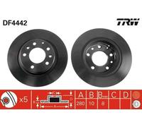 2x TRW DF4442 Disque de frein Arrière pour MAZDA MX-5 III (NC) 6 (GH) 6 (GG)