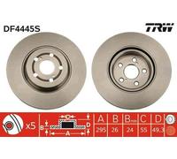 2x TRW DF4445S Disque de frein Avant pour TOYOTA AVENSIS Kombi (T25) 295mm