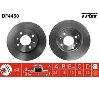 2x TRW DF4458 Disque de frein Avant pour HYUNDAI i10 (PA) pour KIA Picanto (SA)