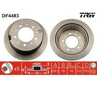 2x TRW DF4483 Disque de frein Arrière pour TOYOTA LAND CRUISER 100 (UZJ100)