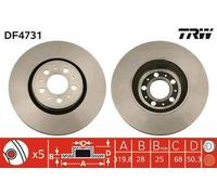 2x TRW DF4731 Disque de frein Avant pour VOLVO V70 II (285) S60 I (384) 320mm