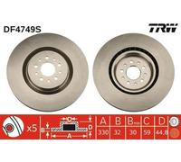 2x TRW DF4749S Disque de frein Avant pour ALFA ROMEO 147 (937) GT (937) 330mm