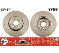 2x TRW DF4871 Disque de frein pour TOYOTA AVENSIS Liftback (T22) AVENSIS (T22)