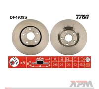 2x TRW DF4939S Disque pour Toyota Auris E15 E18 Corolla E15 Avensis Verso
