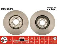 2x TRW DF4984S Disque de frein Avant pour IVECO DAILY III Kasten/Kombi 290mm