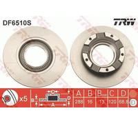 2x TRW DF6510S Disque de frein Arrière pour FORD Tourneo Custom V362 Bus (F3)