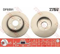2x TRW DF6591 Disque de frein Avant convient pour MERCEDES-BENZ A-Klasse (W176)