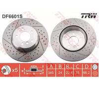 2x TRW DF6601S Disque de frein pour BMW 3 Touring (F31) 3 Limousine (F30, F80)