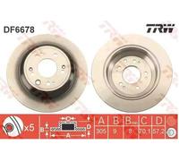 2x TRW DF6678 Disque de frein Arrière pour HONDA ACCORD VIII Kombi 305mm