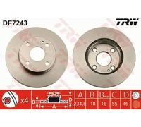 2x TRW DF7243 Disque de frein Avant pour MAZDA MX-5 I (NA) 323 C IV (BG) 235mm