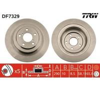 2x TRW DF7329 Disque de frein Arrière pour SUBARU Legacy III Kombi (BH) 290mm