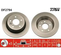 2x TRW Disque de frein Arrière convient pour MERCEDES-BENZ Vito Van (W638) 280mm