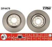 2x TRW Disque de frein Arrière pour ALFA ROMEO 159 (939) 292mm DF4479