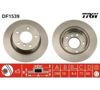 2x TRW Disque de frein Arrière pour BMW 3 Berline (E46) 3 Coupé (E46) 280mm